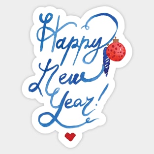 Happy New Year & Merry Christmas watercolor print Sticker